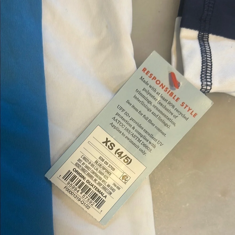 Cat & Jack Blue and White Rashguard Swim Top